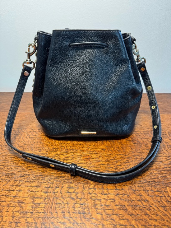 Rebecca Minkoff Handbags - Rebecca Minkoff Black Pebbled Leather Drawstring Bucket Bag